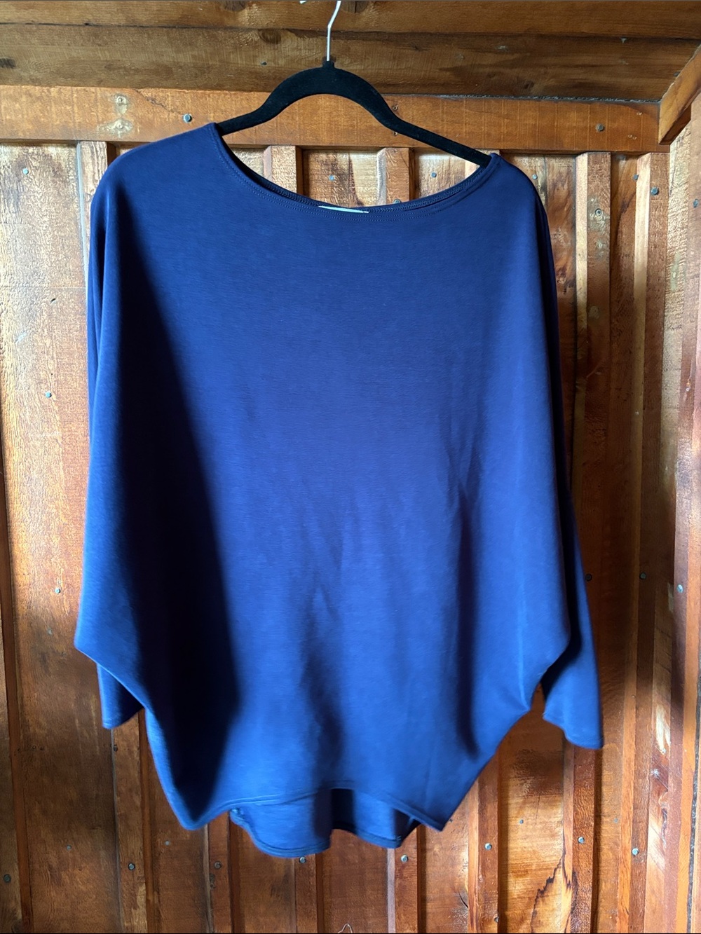 Navy Women's Poncho Sweater - Lightweight Draped Pullover